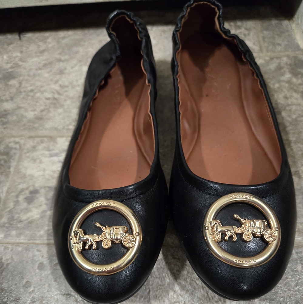 Coach Carriage Logo Black Flats 7